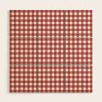Gingham Plaid Checkered Pattern in Cherry Red and White Wood Wall Art Gallery Image 1