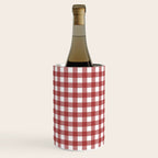 Gingham Plaid Checkered Pattern in Cherry Red and White Wine Chiller Gallery Image 3