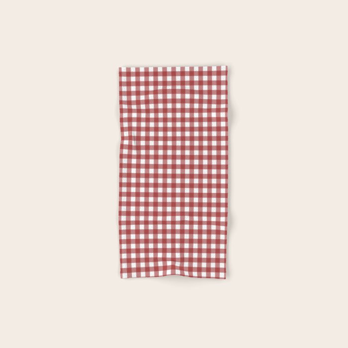 Gingham Plaid Checkered Pattern in Cherry Red and White Bath Towel Gallery Image 1