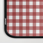 Gingham Plaid Checkered Pattern in Cherry Red and White Laptop Sleeve Gallery Image 3