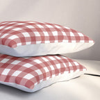 Gingham Plaid Checkered Pattern in Cherry Red and White Pillow Sham Gallery Image 3