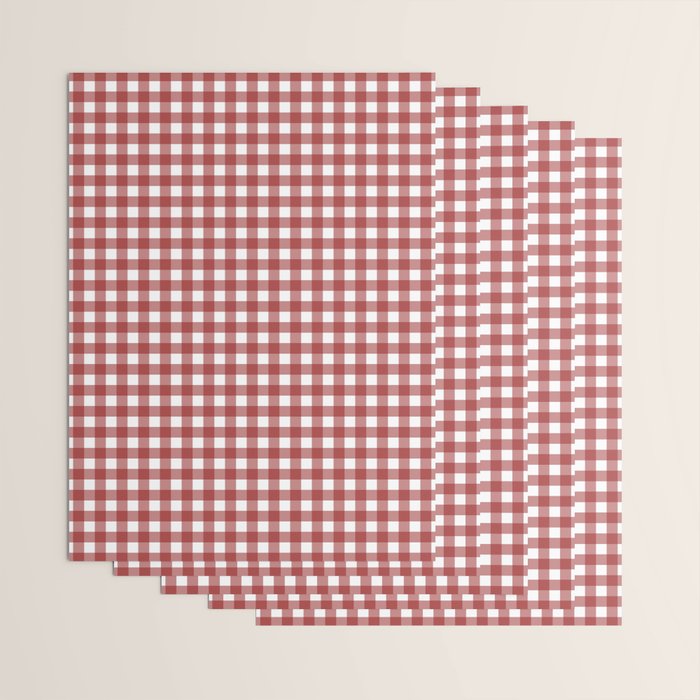 Gingham Plaid Checkered Pattern in Cherry Red and White Wrapping Paper Gallery Image 3
