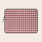 Gingham Plaid Checkered Pattern in Cherry Red and White Laptop Sleeve Gallery Image 1
