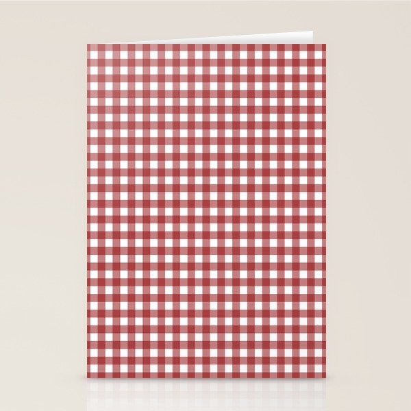 Gingham Plaid Checkered Pattern in Cherry Red and White Stationery Card Gallery Image 2