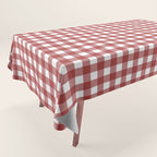 Gingham Plaid Checkered Pattern in Cherry Red and White Tablecloth Gallery Image 1