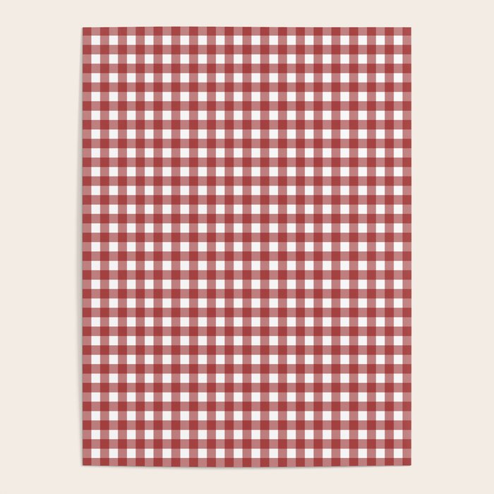 Gingham Plaid Checkered Pattern in Cherry Red and White Poster Gallery Image 4