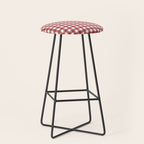 Gingham Plaid Checkered Pattern in Cherry Red and White Stool Gallery Image 1