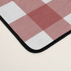 Gingham Plaid Checkered Pattern in Cherry Red and White Desk Mat Gallery Image 4