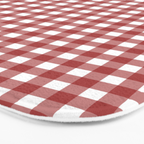 Gingham Plaid Checkered Pattern in Cherry Red and White Bath Mat Gallery Image 3
