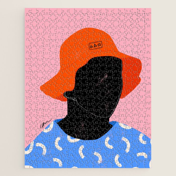Squirt game hat in pink background and blue lines Jigsaw Puzzle Gallery Image 1