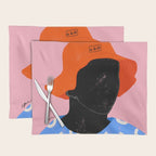Squirt game hat in pink background and blue lines Placemat Gallery Image 1