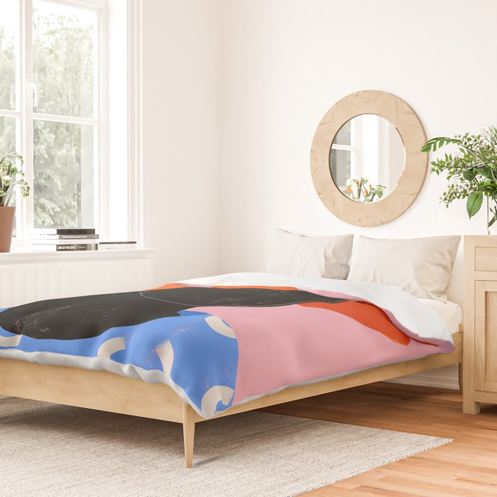 Squirt game hat in pink background and blue lines Duvet Cover Gallery Image 2