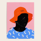 Squirt game hat in pink background and blue lines Poster Gallery Image 4