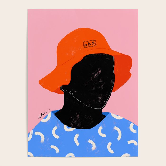 Squirt game hat in pink background and blue lines Poster Gallery Image 4