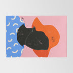 Squirt game hat in pink background and blue lines Rug Gallery Image 2