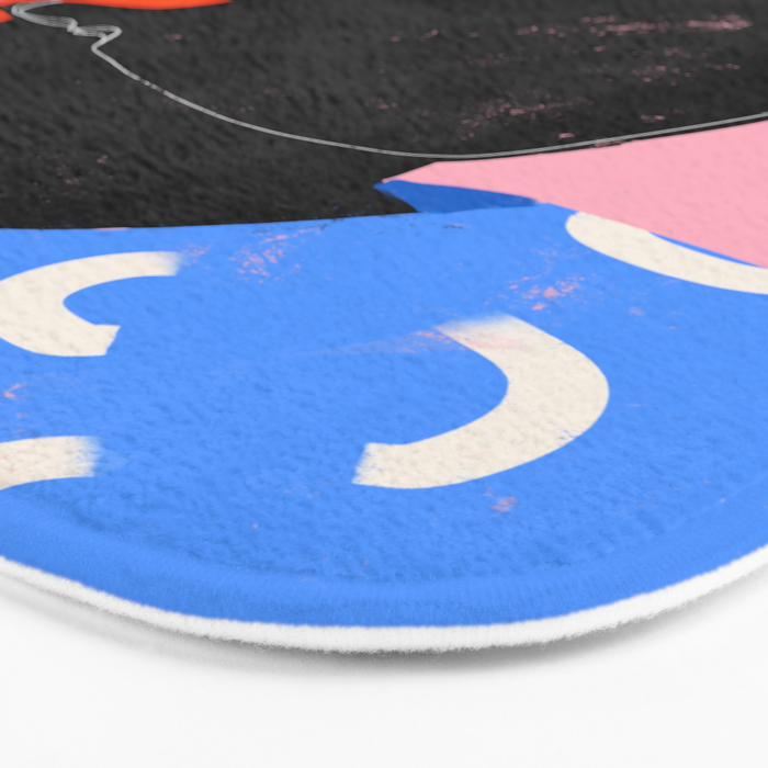 Squirt game hat in pink background and blue lines Bath Mat Gallery Image 3