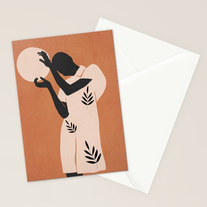Minimal Abstract Art Sunset Girl 5 Stationery Card Gallery Image 2