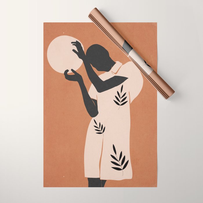 Minimal Abstract Art Sunset Girl 5 Wrapping Paper Gallery Image 1
