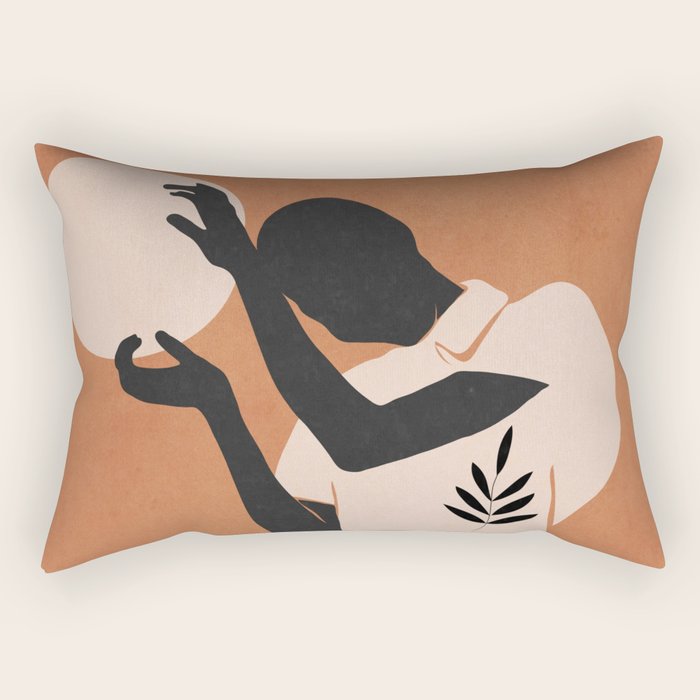 Minimal Abstract Art Sunset Girl 5 Rectangular Pillow Gallery Image 1