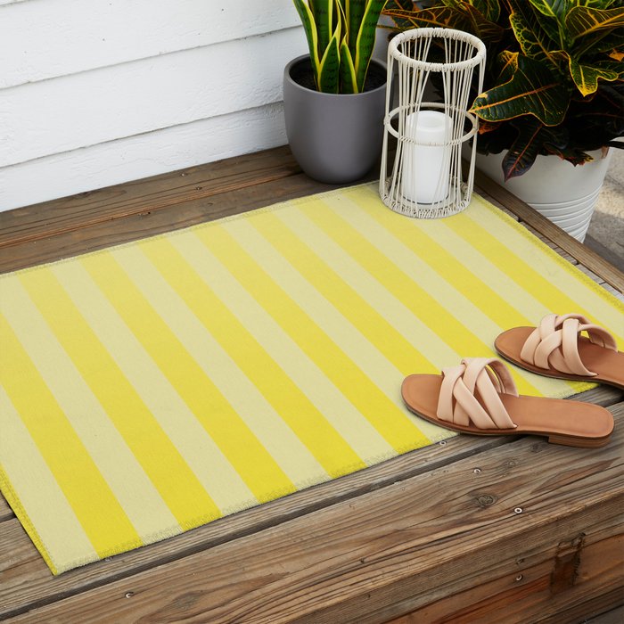 Dreamy Future Stripes Yellow Gradient Ombre Pattern Outdoor Rug Gallery Image 2