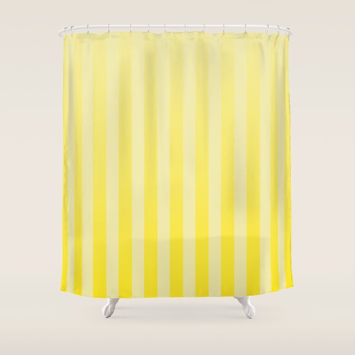 Dreamy Future Stripes Yellow Gradient Ombre Pattern Shower Curtain Gallery Image 1