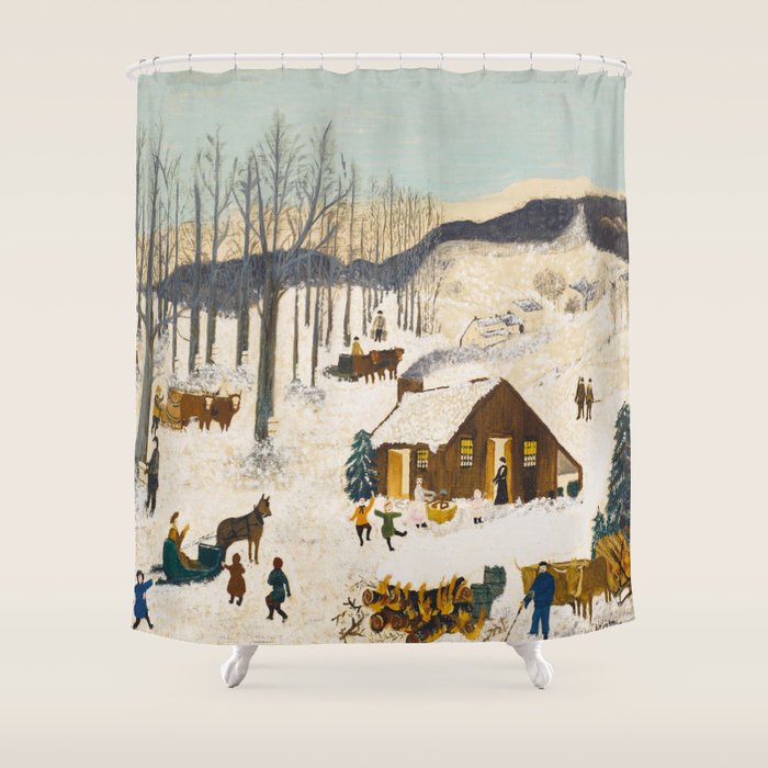 Anna Mary Robertson 'Grandma' Moses Sugaring Off American Folk Art Shower Curtain Gallery Image 1
