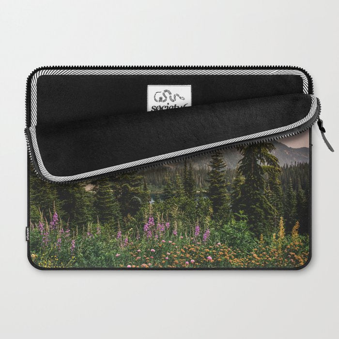 Mount Rainier Wildflower Adventure VII - Pacific Northwest Mountain Forest Wanderlust Laptop Sleeve Gallery Image 2