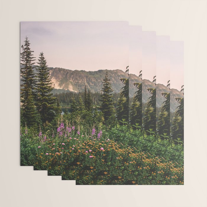 Mount Rainier Wildflower Adventure VII - Pacific Northwest Mountain Forest Wanderlust Wrapping Paper Gallery Image 3