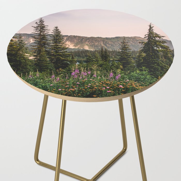 Mount Rainier Wildflower Adventure VII - Pacific Northwest Mountain Forest Wanderlust Side Table Gallery Image 2