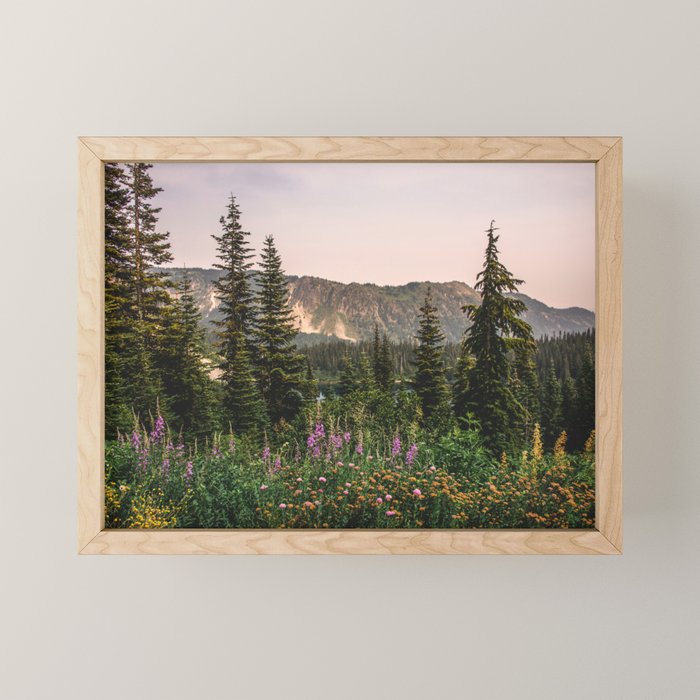 Mount Rainier Wildflower Adventure VII - Pacific Northwest Mountain Forest Wanderlust Mini Art Print Gallery Image 1