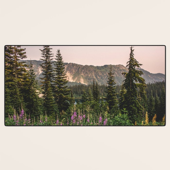 Mount Rainier Wildflower Adventure VII - Pacific Northwest Mountain Forest Wanderlust Desk Mat Gallery Image 3