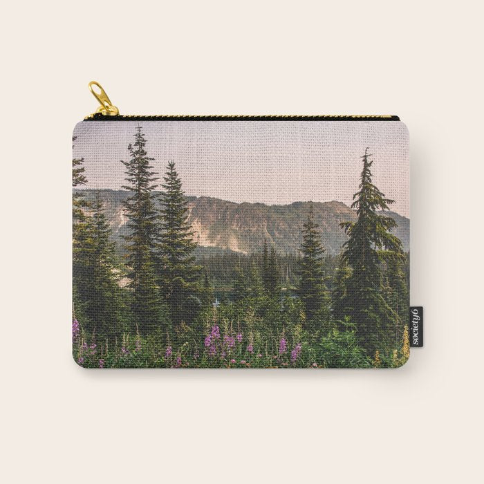 Mount Rainier Wildflower Adventure VII - Pacific Northwest Mountain Forest Wanderlust Carry All Pouch Gallery Image 1