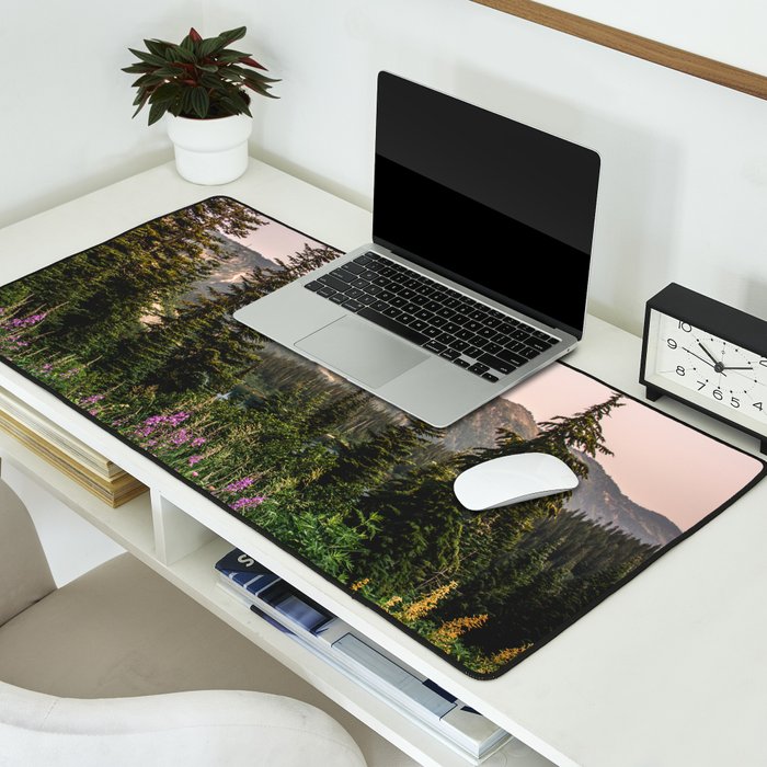Mount Rainier Wildflower Adventure VII - Pacific Northwest Mountain Forest Wanderlust Desk Mat Gallery Image 2