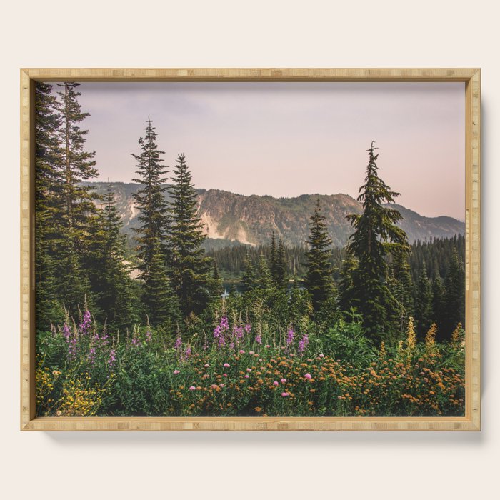 Mount Rainier Wildflower Adventure VII - Pacific Northwest Mountain Forest Wanderlust Serving Tray Gallery Image 1
