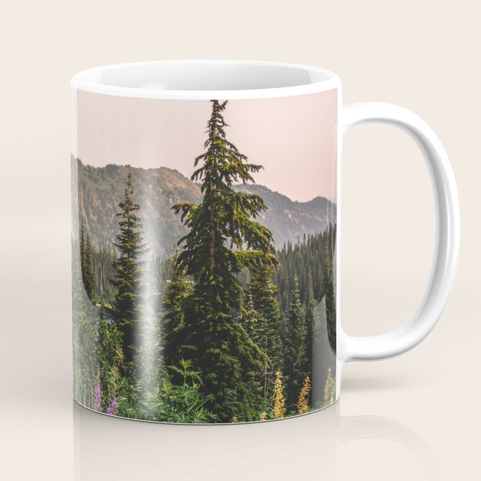 Mount Rainier Wildflower Adventure VII - Pacific Northwest Mountain Forest Wanderlust Coffee Mug Gallery Image 1