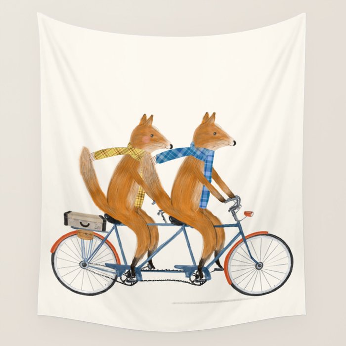 foxes lets tandem Wall Tapestry Gallery Image 4