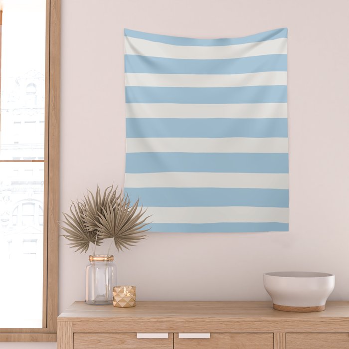 Thick Stripes Baby Blue Wall Tapestry Gallery Image 2