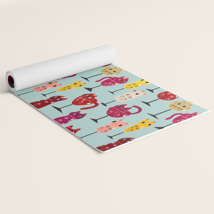 Feline Wine - Cats in Wine Glasses Yoga Mat Gallery Image 2