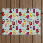 Feline Wine - Cats in Wine Glasses Outdoor Rug Gallery Image 1