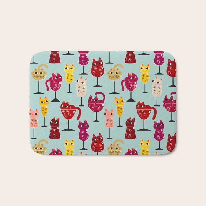 Feline Wine - Cats in Wine Glasses Bath Mat Gallery Image 1
