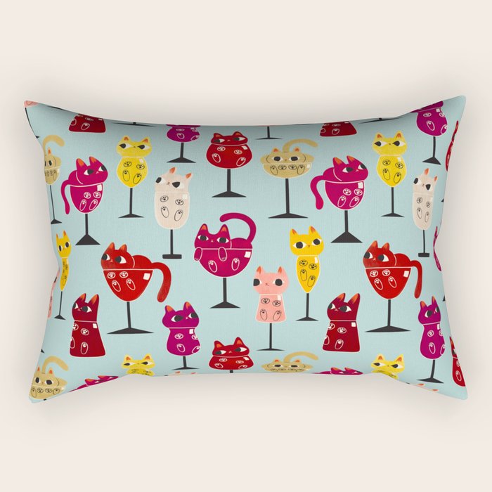 Feline Wine - Cats in Wine Glasses Rectangular Pillow Gallery Image 1