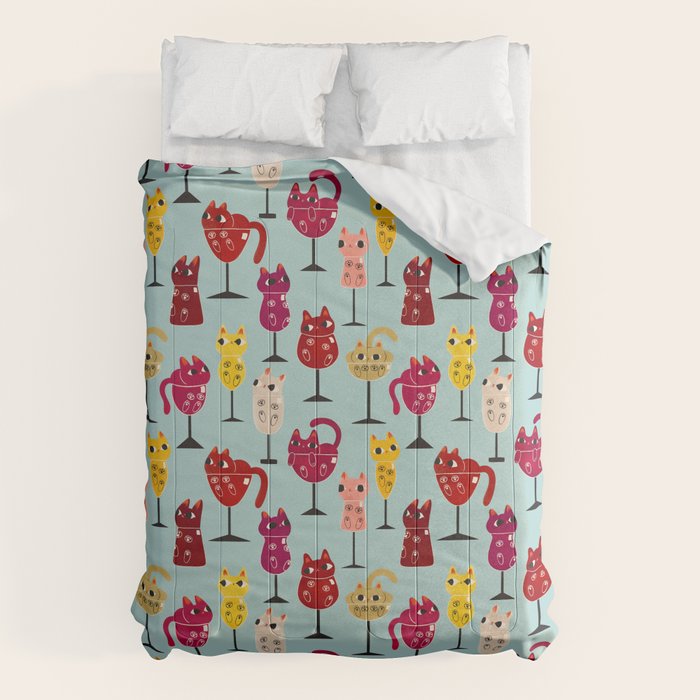 Feline Wine - Cats in Wine Glasses Comforter Gallery Image 6