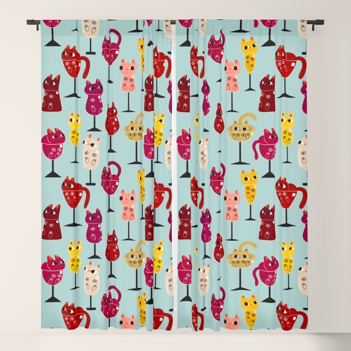 Feline Wine - Cats in Wine Glasses Window Curtain Gallery Image 1