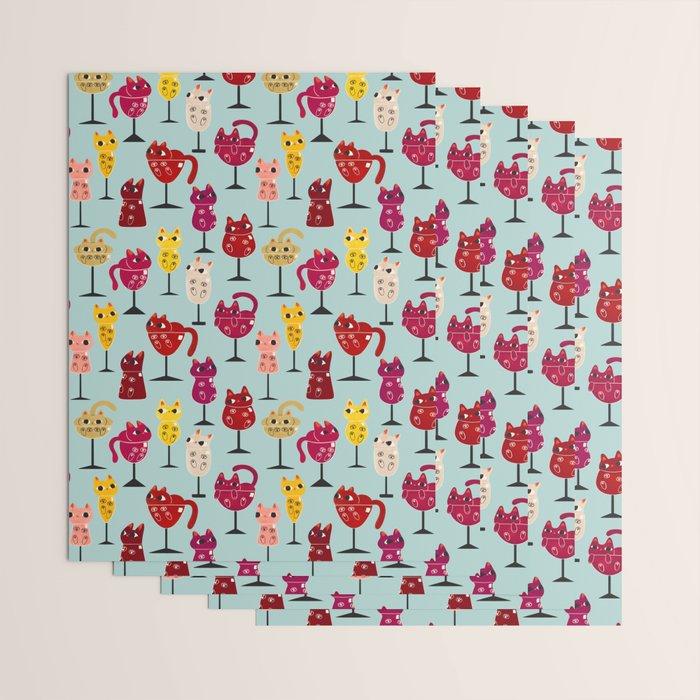 Feline Wine - Cats in Wine Glasses Wrapping Paper Gallery Image 3