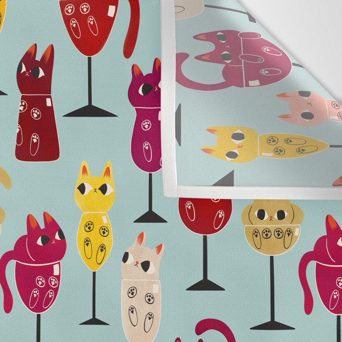 Feline Wine - Cats in Wine Glasses Wall Tapestry Gallery Image 3