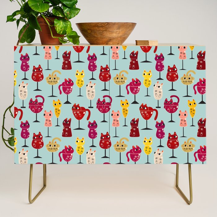 Feline Wine - Cats in Wine Glasses Credenza Gallery Image 1