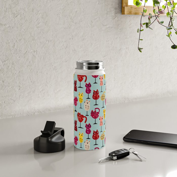 Feline Wine - Cats in Wine Glasses Water Bottle Gallery Image 5