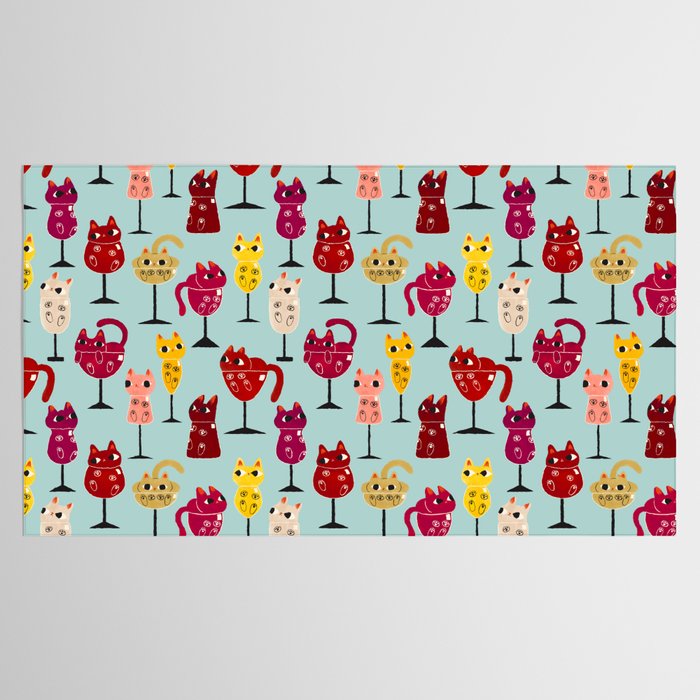 Feline Wine - Cats in Wine Glasses Tablecloth Gallery Image 2