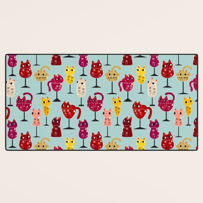 Feline Wine - Cats in Wine Glasses Desk Mat Gallery Image 3