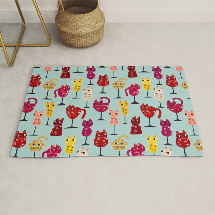 Feline Wine - Cats in Wine Glasses Rug Gallery Image 1